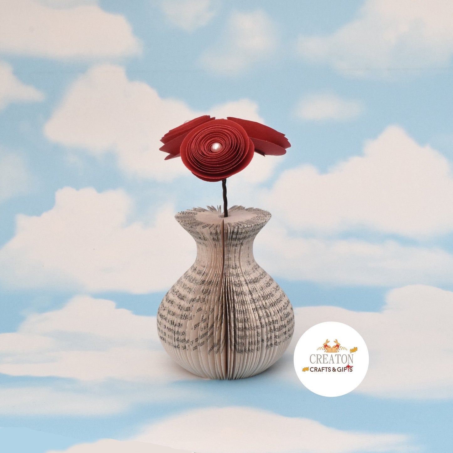 Vase and Red Roses Book Gift