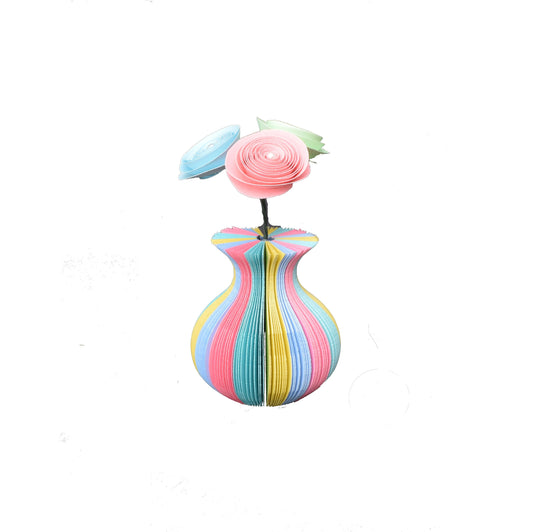 Mini Pastel Rainbow Vase and Flowers Book Gift