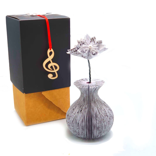 Music Vase and Flowers Book Gift